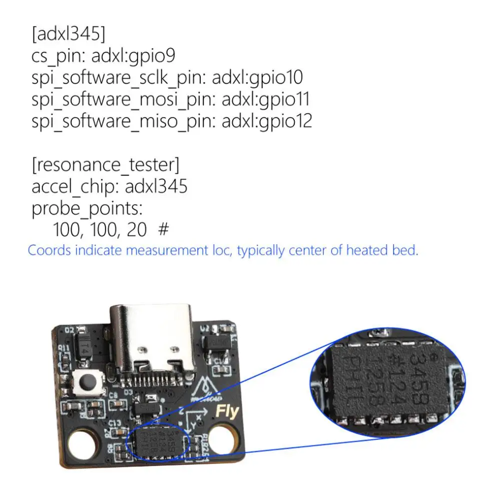 USB-плата акселерометра Fly-ADXL345 для Klipper Gemini Raspberry Pi Voron V0.1 2,4 Vzbot HevORT Ender 3, детали 3D-принтера D0P5