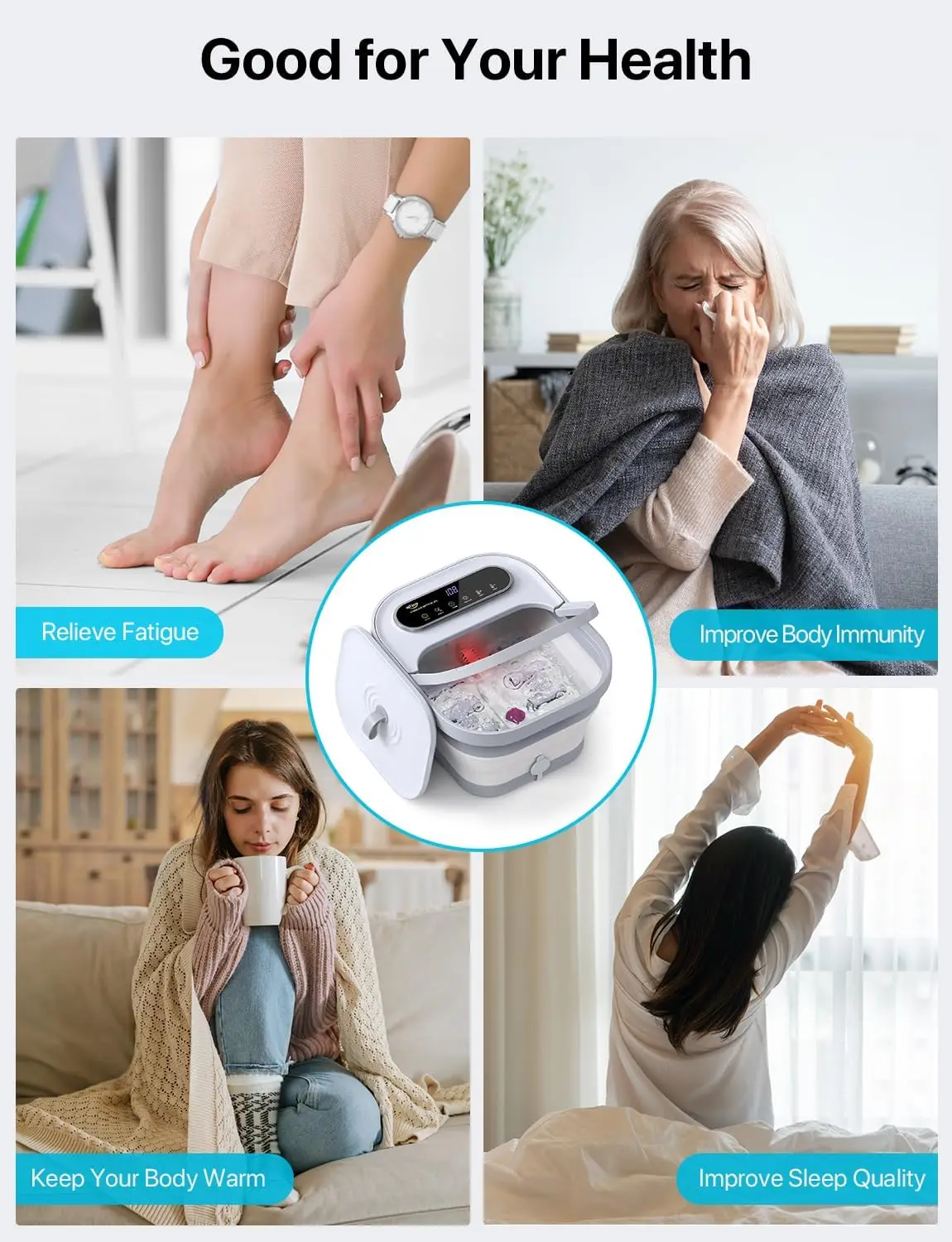 ALLJOY Спа-массажер для ванны для ног с подогревом, складной массажер для ног Спа-ванна для замачивания с пузырьками, пемза, таймер, 6 шиацу (art.: 3920d24c7dfef) - 3920d24c7dfef