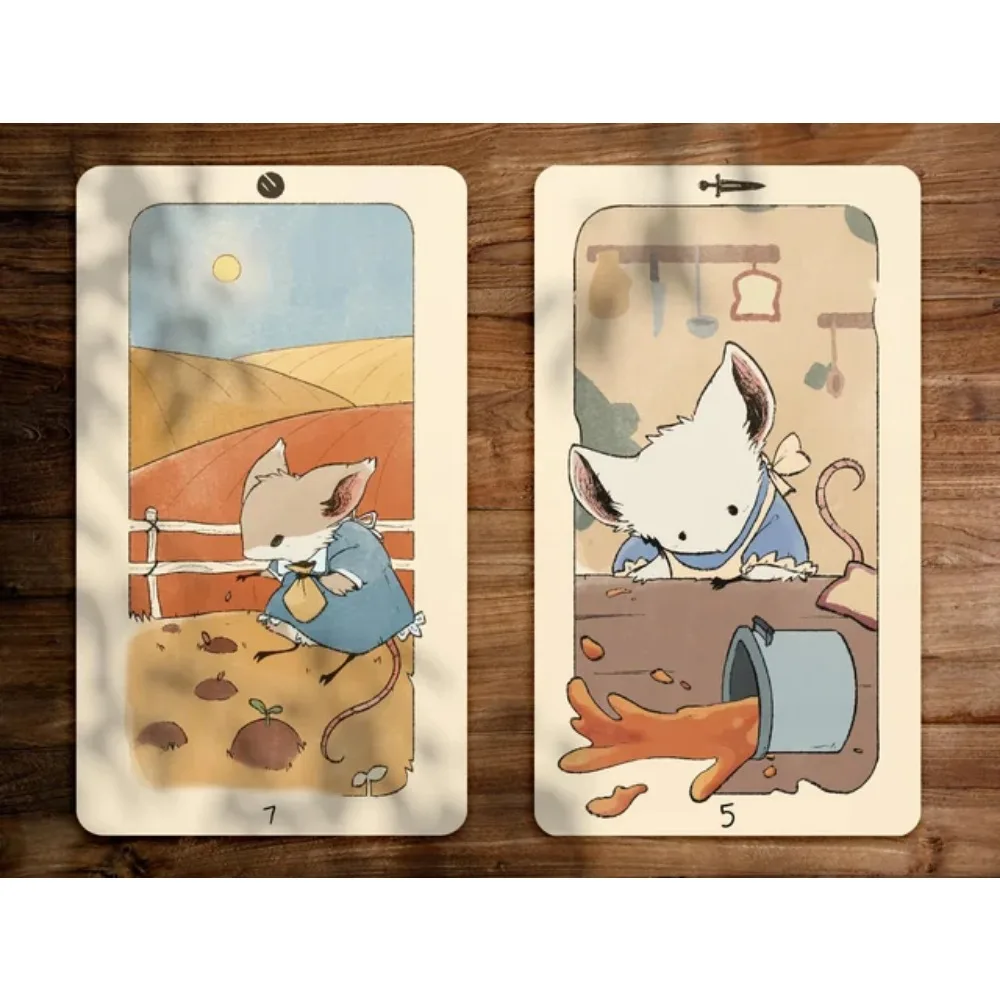 10,3*6 см 78 шт. Карты MIMIT |   Таро Mini Mice: Маленькая колода Таро, заполненная большими жизньми и приключениями