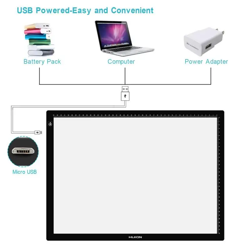 Фото Huion ультра-тонкий OEM размер LA3 USB с питанием от USB для рисования №3