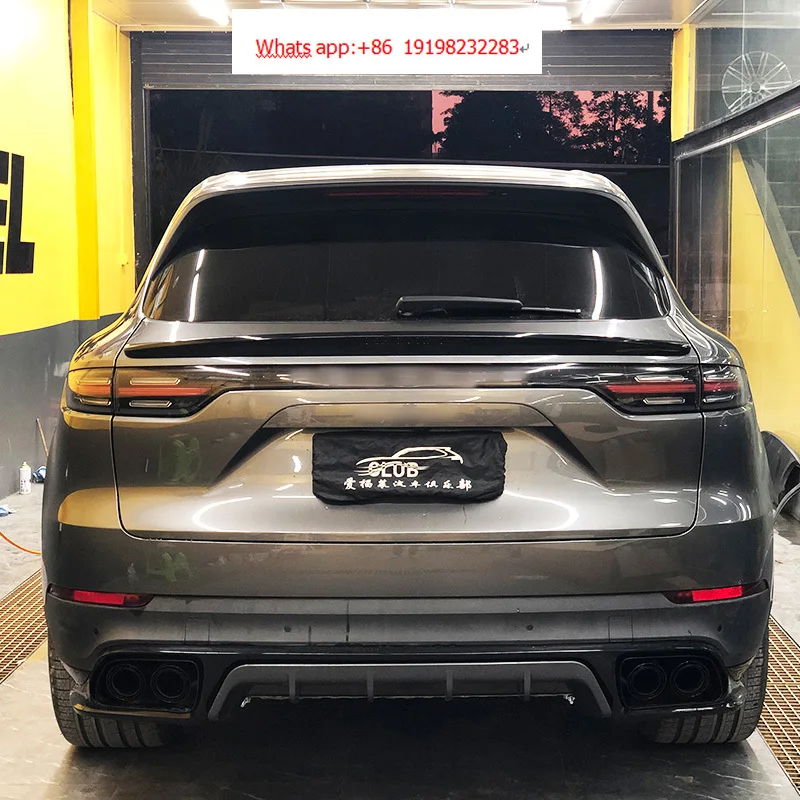 Фото Для Techart новая задняя защита и задняя крышка для губ для Porsche Cayenne Coupe 2018-2023, бампер с вырезами противотуманных фар №5