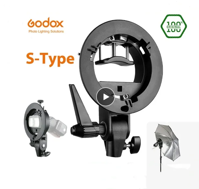 Godox ручной S-образный кронштейн для вспышки Bowens S держатель для вспышки Speedlite фотовспышка тубус фотография