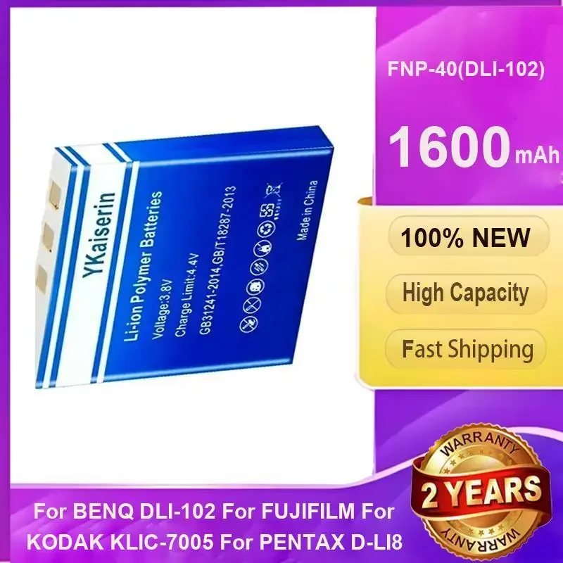 Сменный аккумулятор YKaiserin 1600 мАч FNP40 (DLI-102) для BENQ DLI-102 для FUJIFILM для KODAK KLIC-7005 для PENTAX D-LI8 D-Li85
