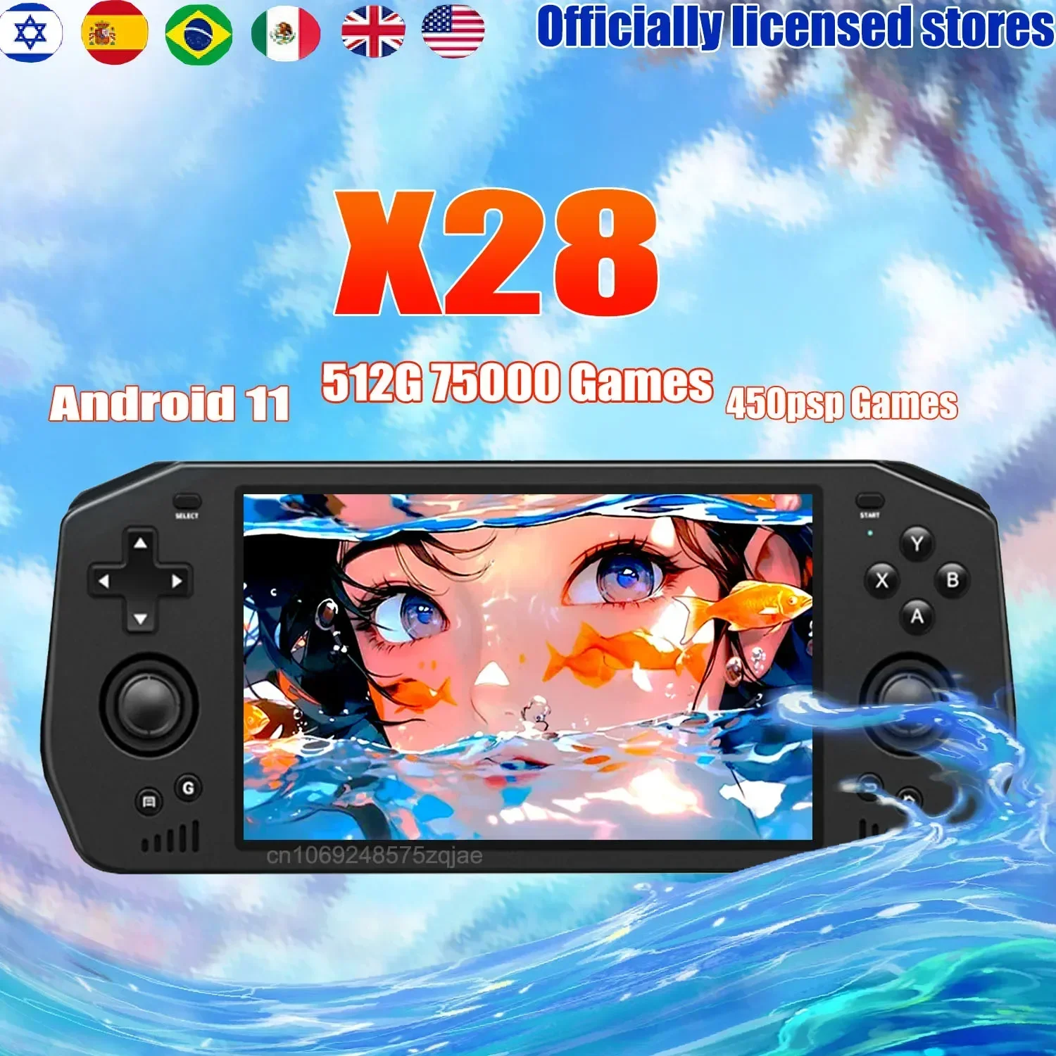 Портативная портативная игровая консоль PS2 Powkiddy X28, Android 11, T618, 5,5 дюйма, сенсорный экран, 512 ГГц, 450 PSP 480, PS2, видеоигры, HD выход