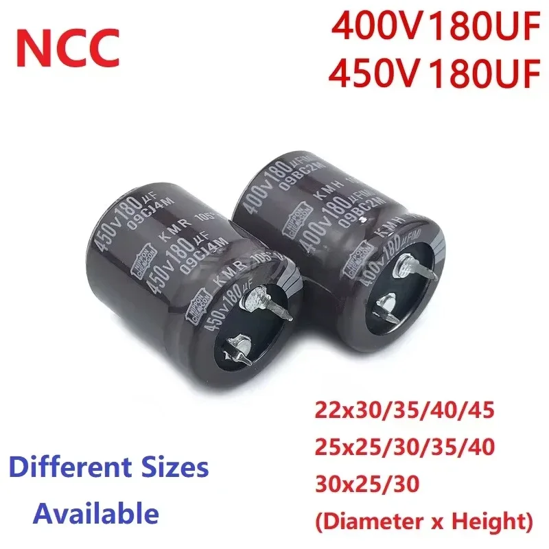 2 шт./лот NCC 450 В 180 мкФ/ 400 В 180 мкФ 22x30/35/40/45 25x25/30/35/40 30x25/30 защелкивающийся электролитический конденсатор блока питания