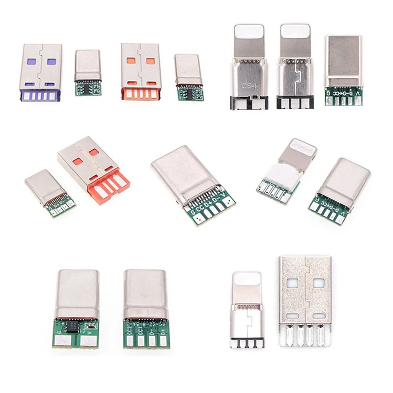 PD Быстрая зарядка Type-C USB 65 Вт 5A Штекерный разъем для сварки с 5-контактной печатной платой + тип A Штекерный 5-контактный USB «сделай сам» OTG зарядка набор для сборки данных