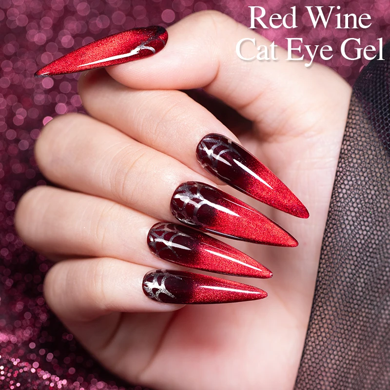 Фото PUENTE 7,5 мл Wine Red Cat Магнитный гель-лак для ногтей Супер блестящий рубино-красный гель «кошачий глаз» Soak Off УФ-постоянный лак для дизайна ногтей №5