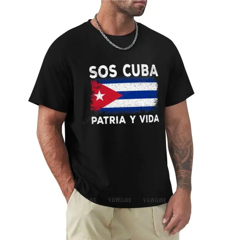Футболка мужские летние топы sos cuba флаг Patria y vida Cubans Pride футболка больших размеров толстовка футболки мужские