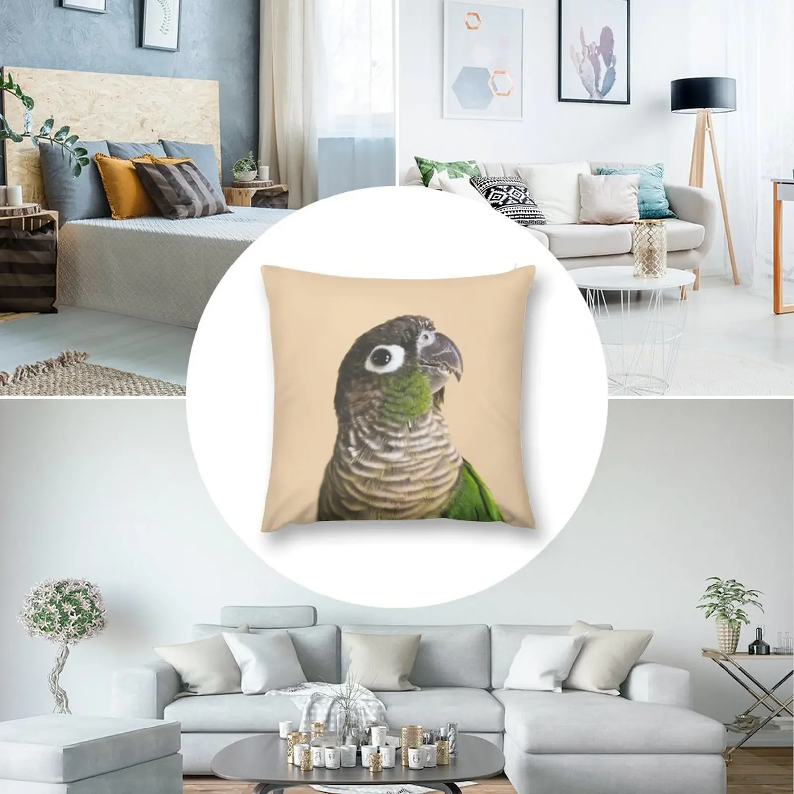Фото Подушка Green Cheek Conure, подушка на заказ, подушки для сна, новогодняя подушка для дивана, наволочка №5