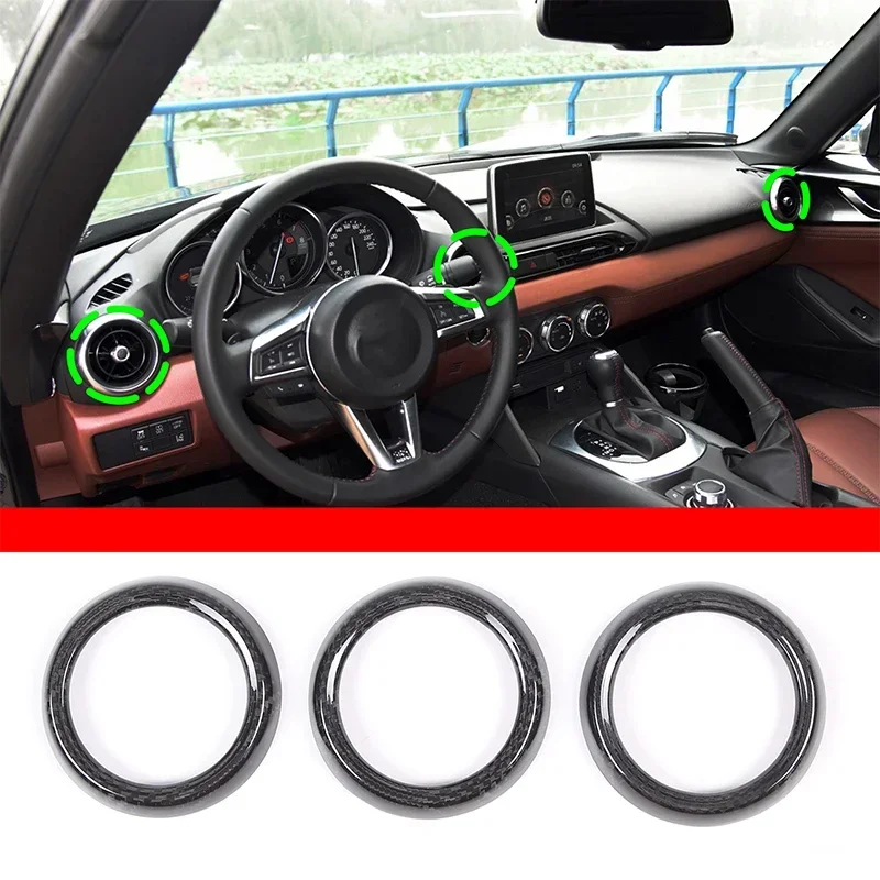 Для Mazda MX-5 ND 2016-2023 модифицированные кольца из настоящего углеродного волокна для кондиционера, накладные кольца, аксессуары для салона автомобиля