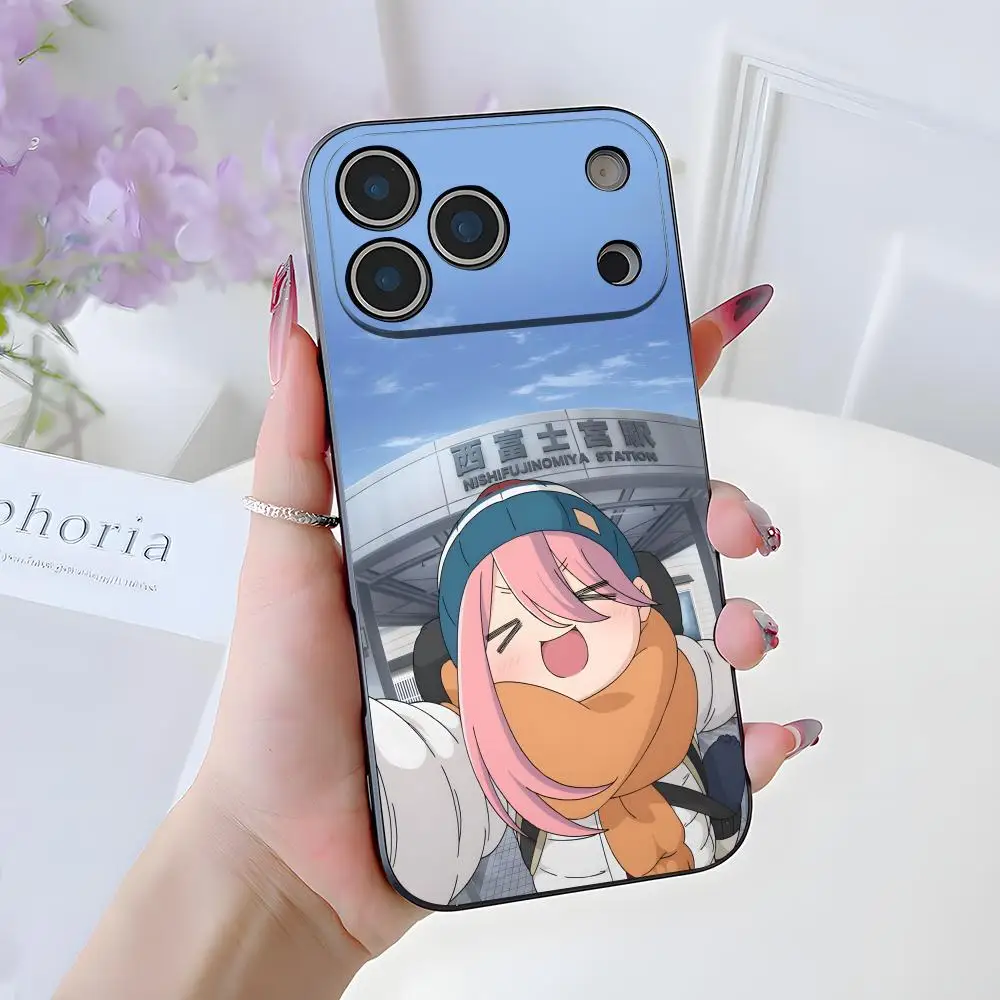 Чехол для телефона Comics Y-Yuru C-Camp для iPhone 17 Air 16 E Pro Max 15 14 13 Mini 12 Pro 11 Max Plus, черный мягкий корпус