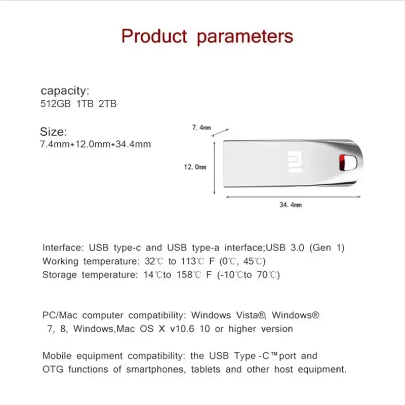 Usb-флеш-накопитель Xiaomi, Usb 3,0, 1 ТБ, 512 ГБ (art.: 3920c63dc35e7) - 3920c63dc35e7