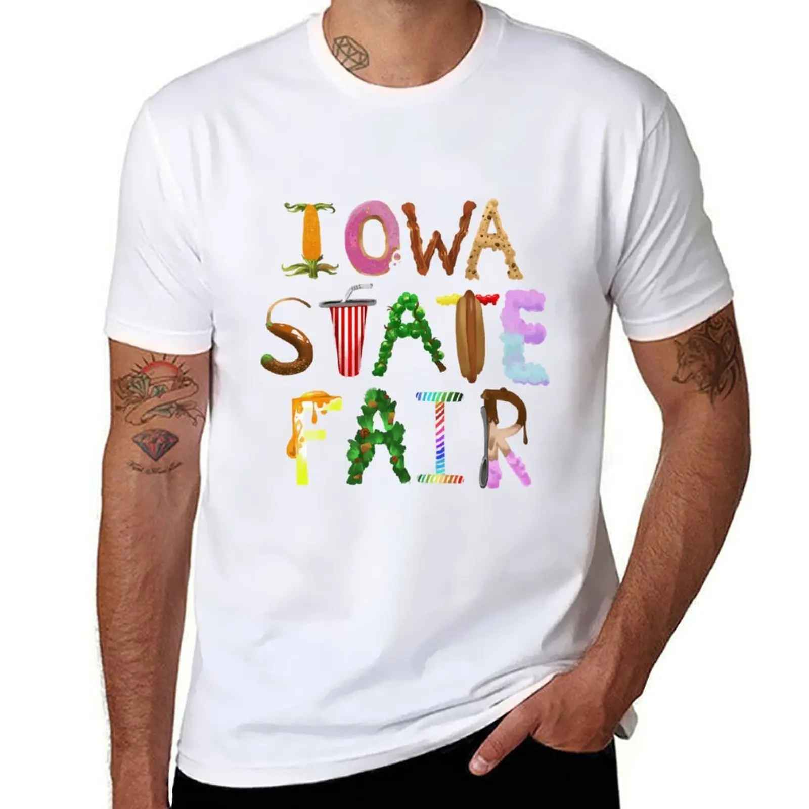 Футболка Iowa State Fair - Foods of the Fair, мужская футболка, летние футболки, дизайнерская футболка