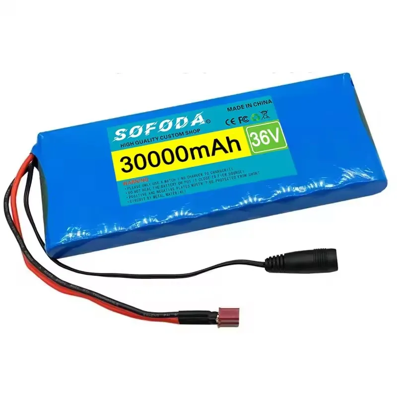 Фото Large capacity 36V 30000mAh 10S1P 18650 lithium-ion rechargeable battery pack 30Ah, with BMS 500W, equipped with 42V 2A charger №4