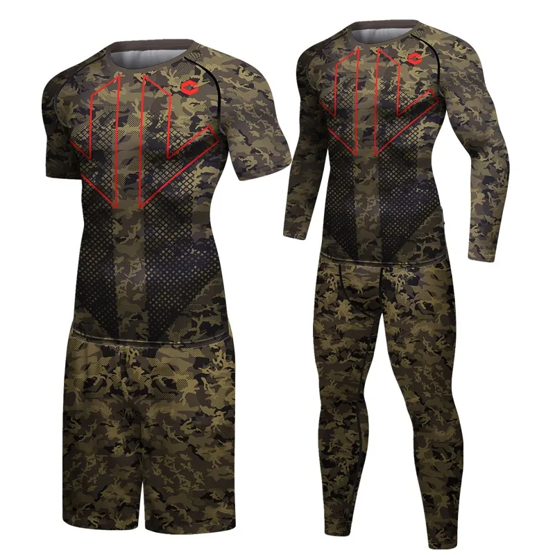Компрессионные боксерские трикотажные изделия MMA BJJ Rashguard, футболки + леггинсы, спортивный костюм для фитнеса, Муай Тай, мужской спортивный костюм для кикбоксинга