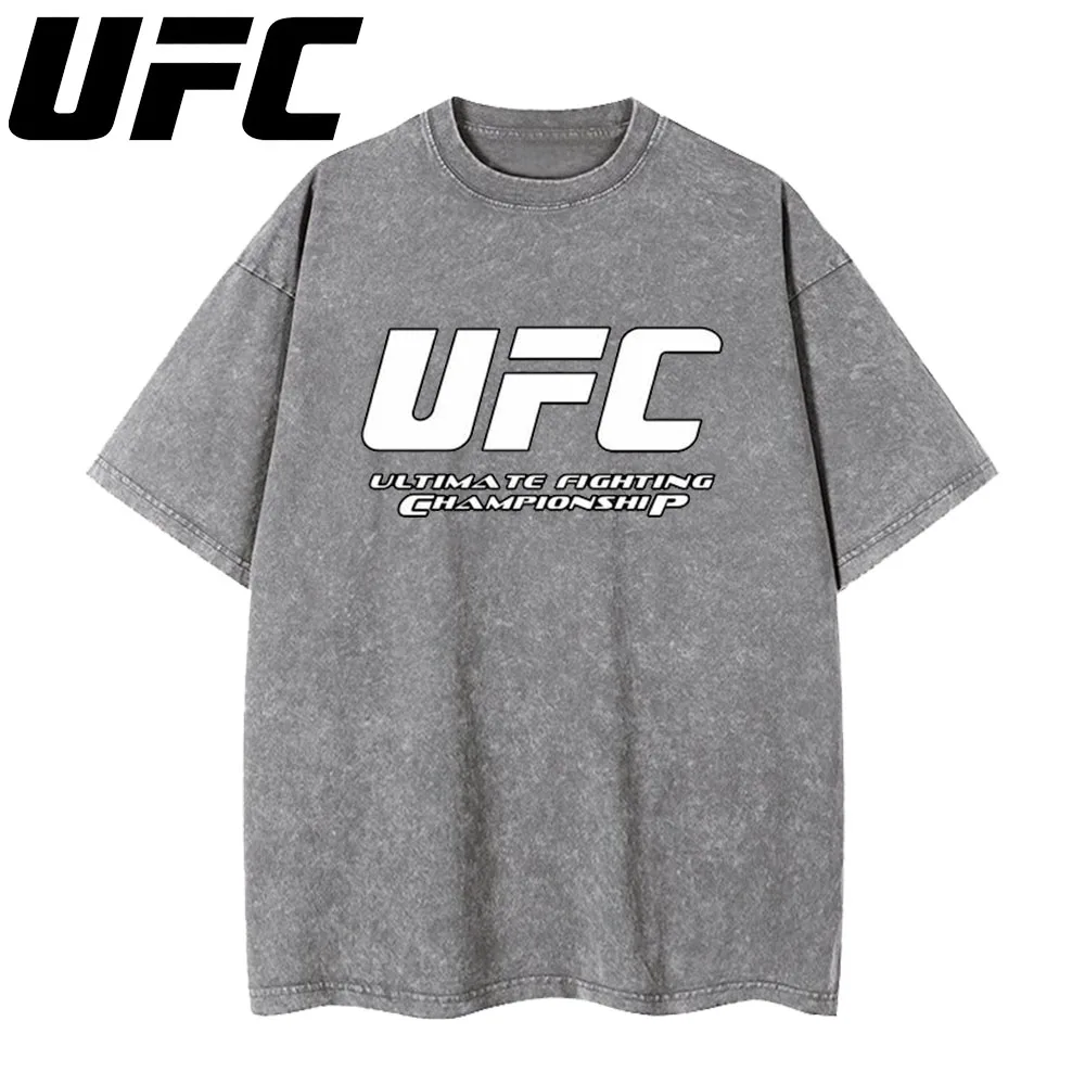 Мужская футболка UFC Vintage Series Хлопковый материал с принтом в стиле хип-хоп Подходит для европейских размеров Повседневная и свободная посадка S-3XL