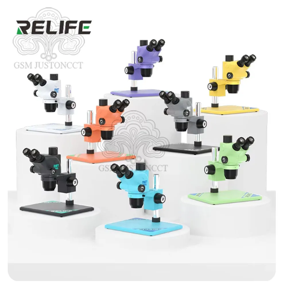 RELIFE RL-M6T Pro-B11 Тринокулярный HD стереомикроскоп 6,5X-65X с непрерывным зумом и кольцевой светодиодной подсветкой для ремонта мобильных телефонов