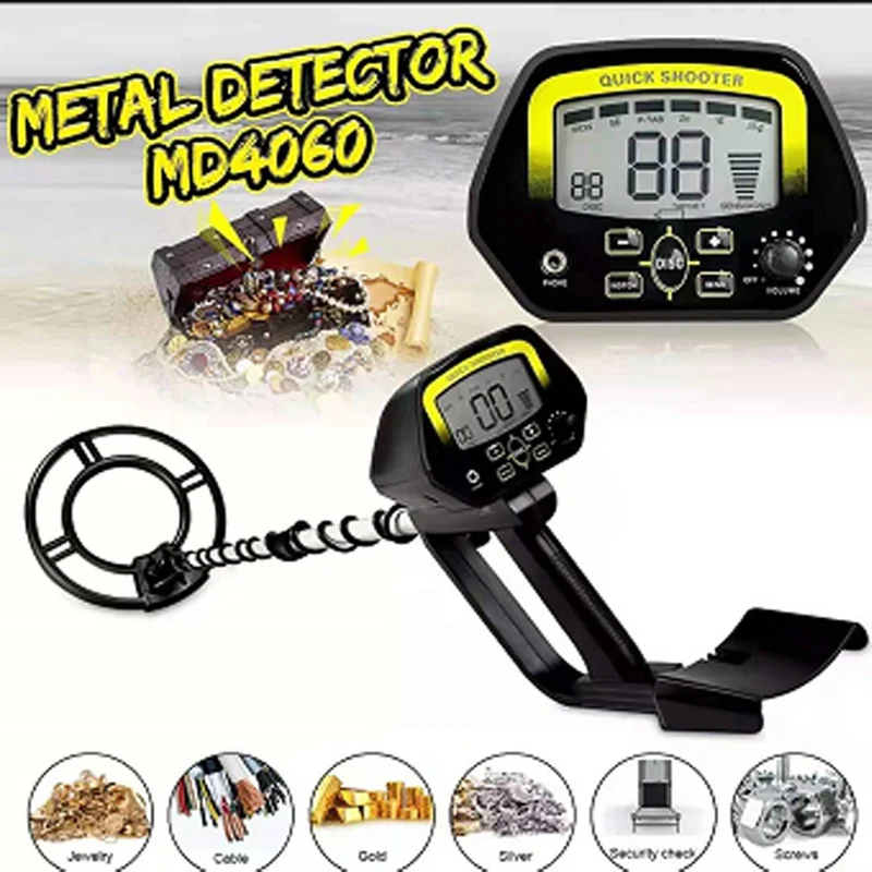Портативный подземный металлоискатель MD4060, Высокочувствительный Регулируемый детектор для поиска драгоценностей