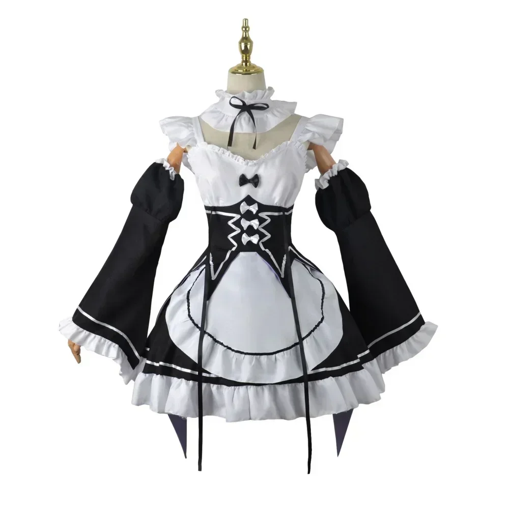 Косплей аниме Ram Rem Lolita Meid Косплей Re Leven en Een Andere Wereld dan Nul Kostuums Vrouwen Loli Jurk Halloween Feestpak