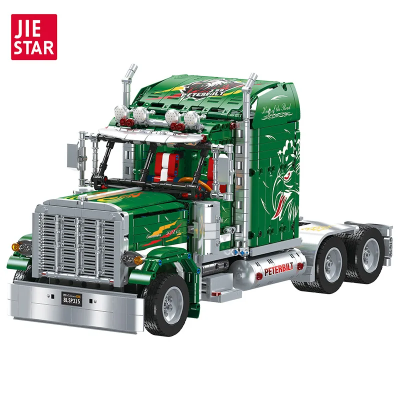 JIE-STAR JJ9069 Peterbilt 389, модель головы грузовика, строительные блоки-набор строительных игрушек «сделай сам» для детей