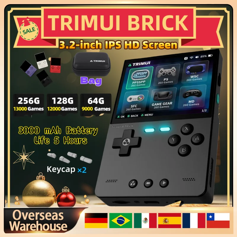 Портативная игровая консоль TRIMUI BRICK, портативная игровая консоль в стиле ретро, система Linux, 3000 мАч, долговечный аккумулятор, светодиодный светильник, подарки для мальчиков