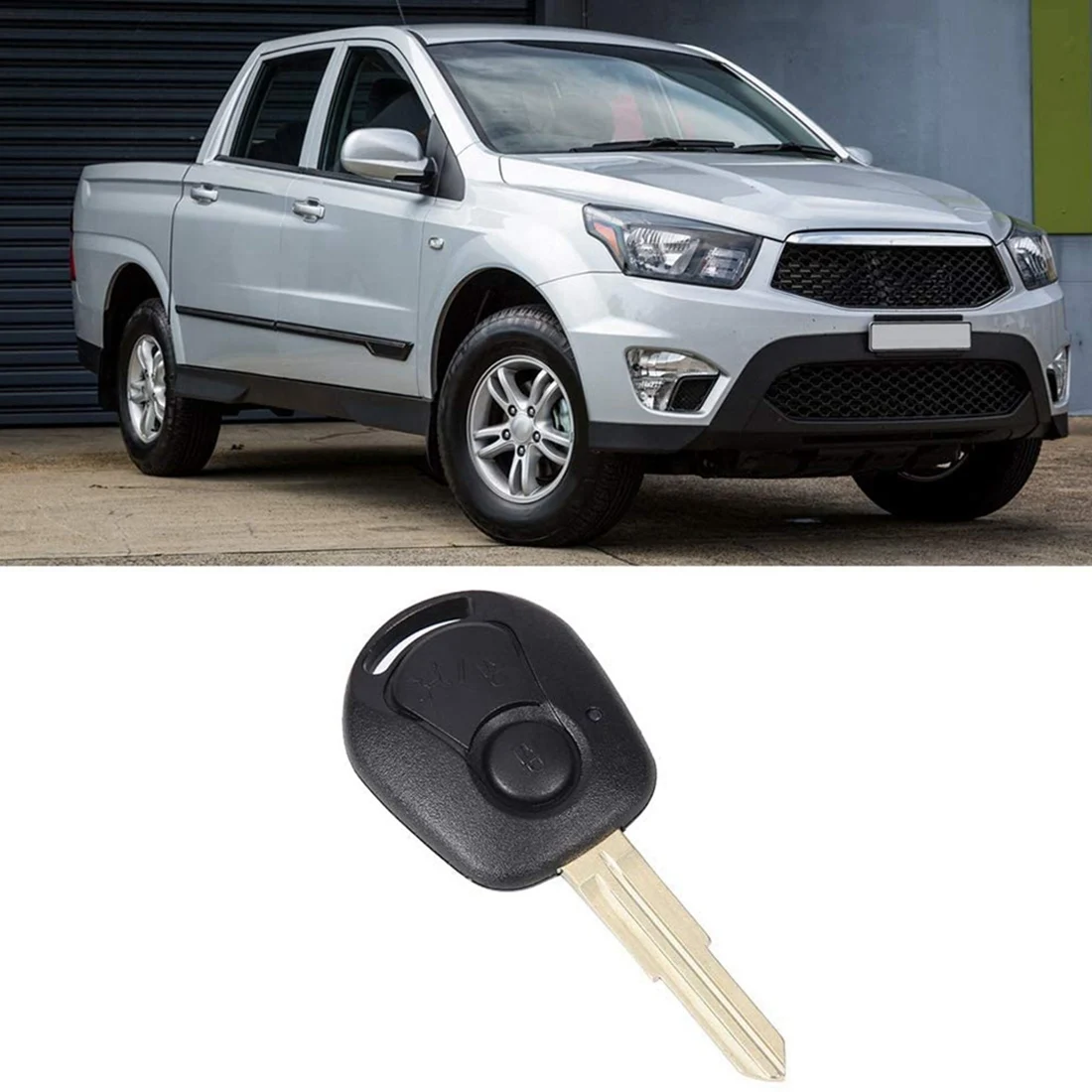 Фото Корпус ключа дистанционного управления с 2 кнопками для Ssangyong Actyon Kyron Rexton, необрезанная запасная деталь №4