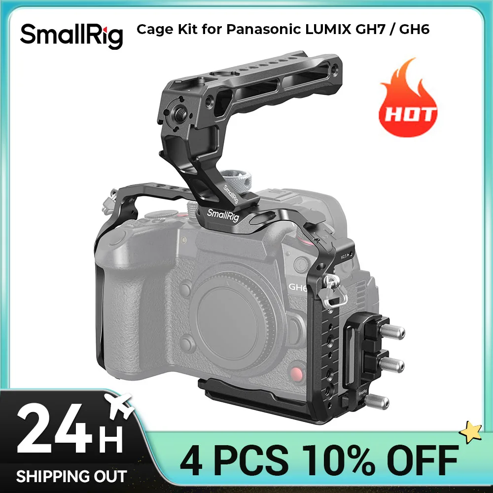 Комплект быстросъемной клетки SmallRig HawkLock для Panasonic LUMIX GH7/GH6, с комплектом верхней ручки, кабельный зажим для HDMI и USB-C 4825
