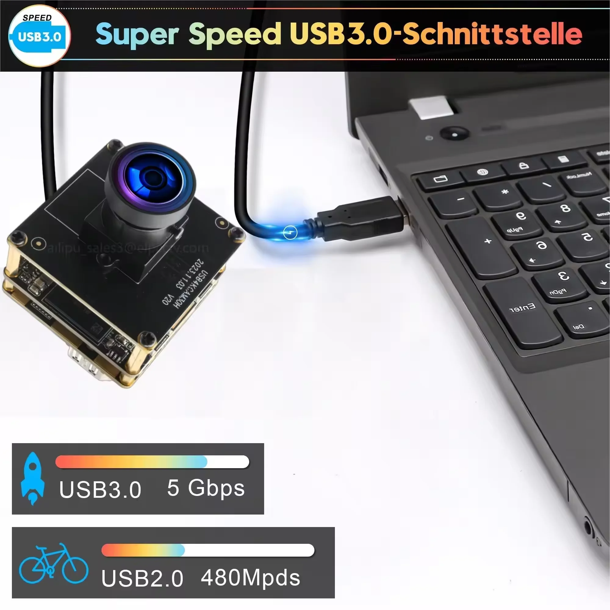 ELP 4K HDMI USB3.0 Мини-модуль камеры H.264 60 кадров в секунду Высокоскоростная веб-камера с широкоугольным объективом «рыбий глаз» для мониторинга лазерного гравера (art.: 3920cd721260b) - 3920cd721260b