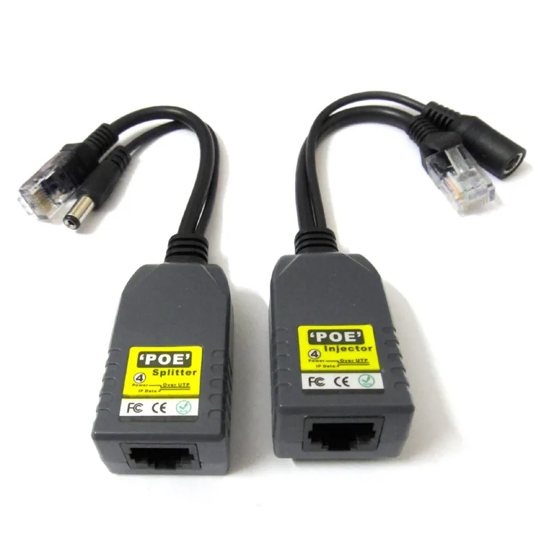 Одна пара CCTV POE Splitter DC Power RJ45 Converter Video Balun UTP Приемопередатчик