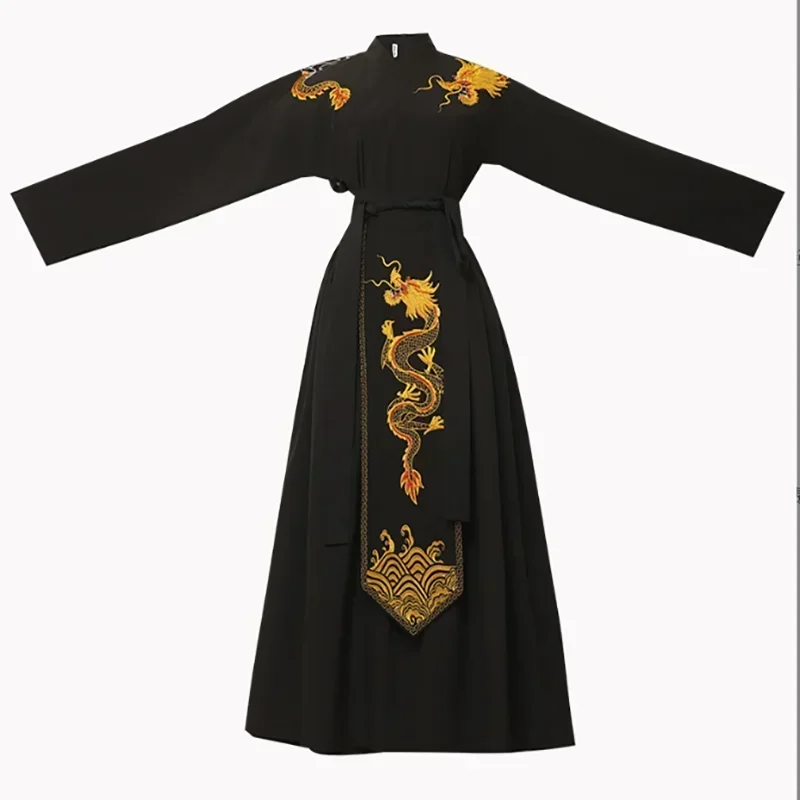 Большой размер 5XL, черный Hanfu для мужчин и женщин, китайская традиционная вышивка Hanfu, мужской костюм для косплея на Хэллоуин, комплект Hanfu, большие размеры 4XL (art.: 3920cf0cabcb6) - 3920cf0cabcb6