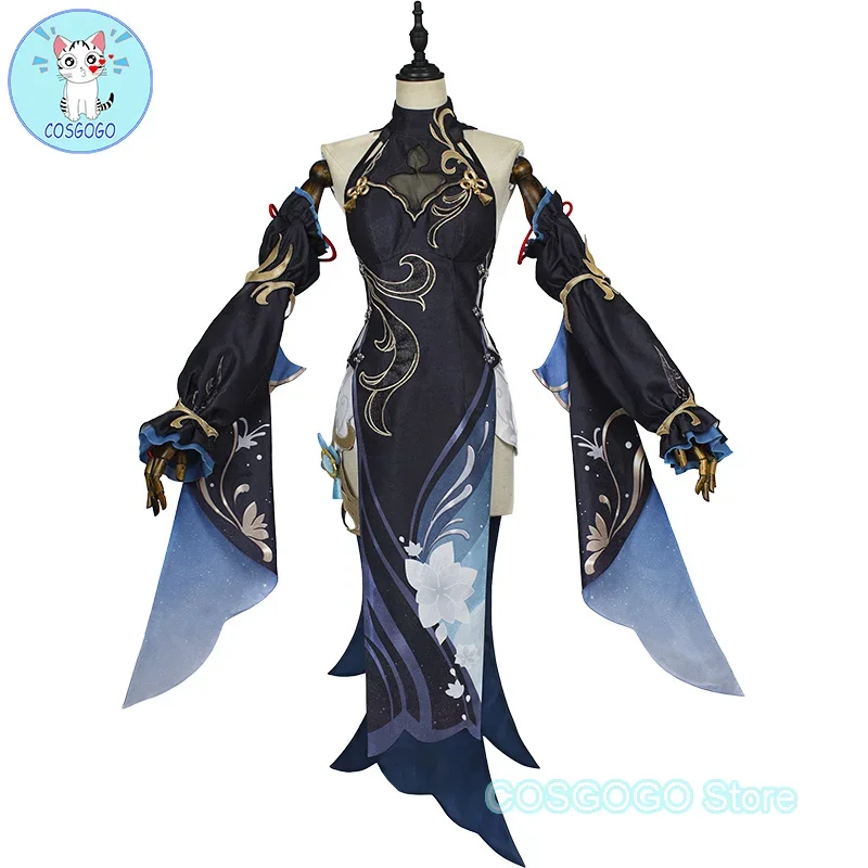 Genshin Impact Shenhe Frostflower Dew Косплей Костюм Платье Серьги Liyue Lantern Rite Новая кожа Хэллоуин Вечеринка для женщин