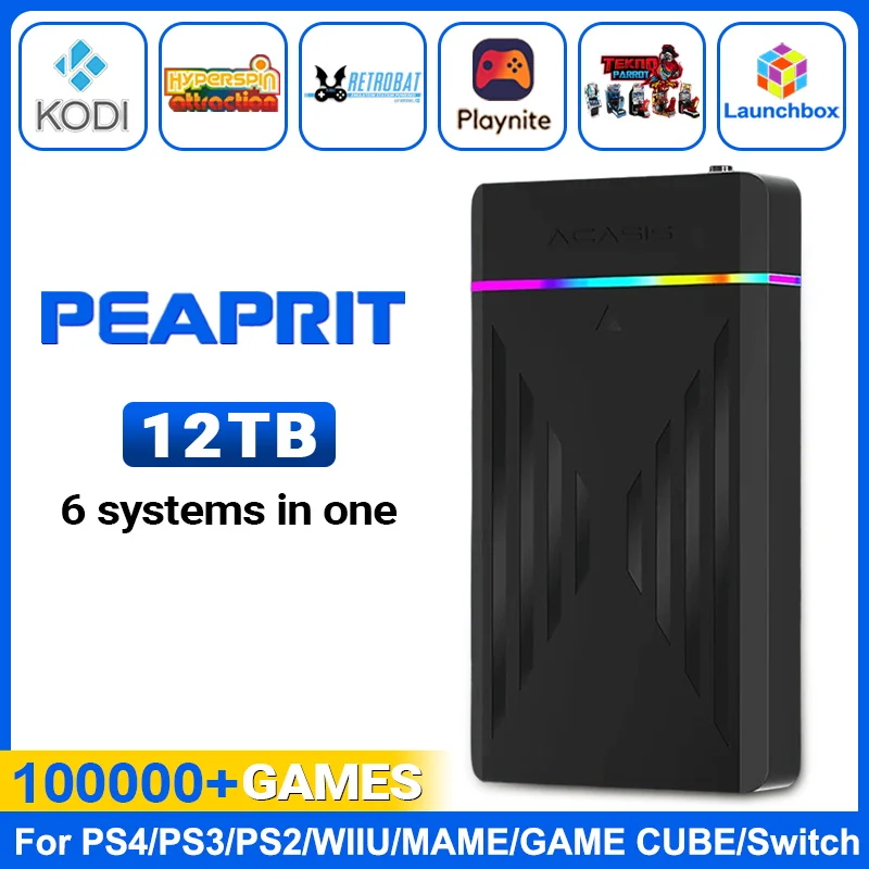Игровой жесткий диск 12T с Hyperspin Launchbox Retrobat Playnite Super Console с 10K+ Retro Vidoe Games для PS3/PS2/PSP/WII/WIIU/DC