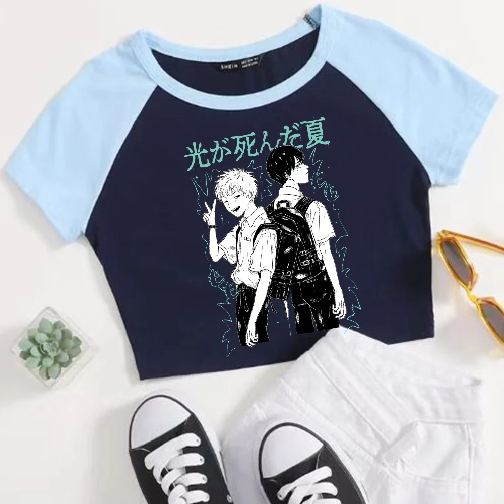 Фото Аниме The Summer Hikaru Died укороченные топы сексуальная девушка Harajuku манга футболка №3
