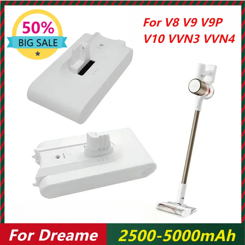 Литиевая батарея 2500-5000 мАч для Dreame V8 V9 V10 V9P XR VVN3 VVN4, запасные части для ручного беспроводного пылесоса, аккумулятор