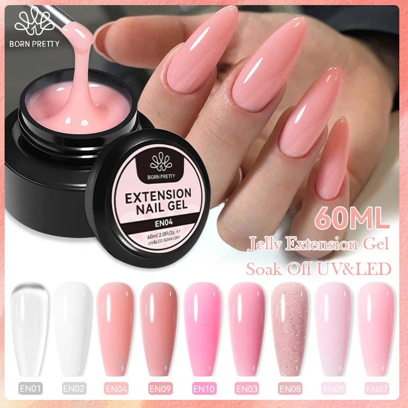 BORN PRETTY 60 мл/30 мл Жесткий желейный гель для наращивания ногтей Nail Art Французская резинка для ногтей Прозрачный натуральный цвет Soak Off УФ-строительный гель