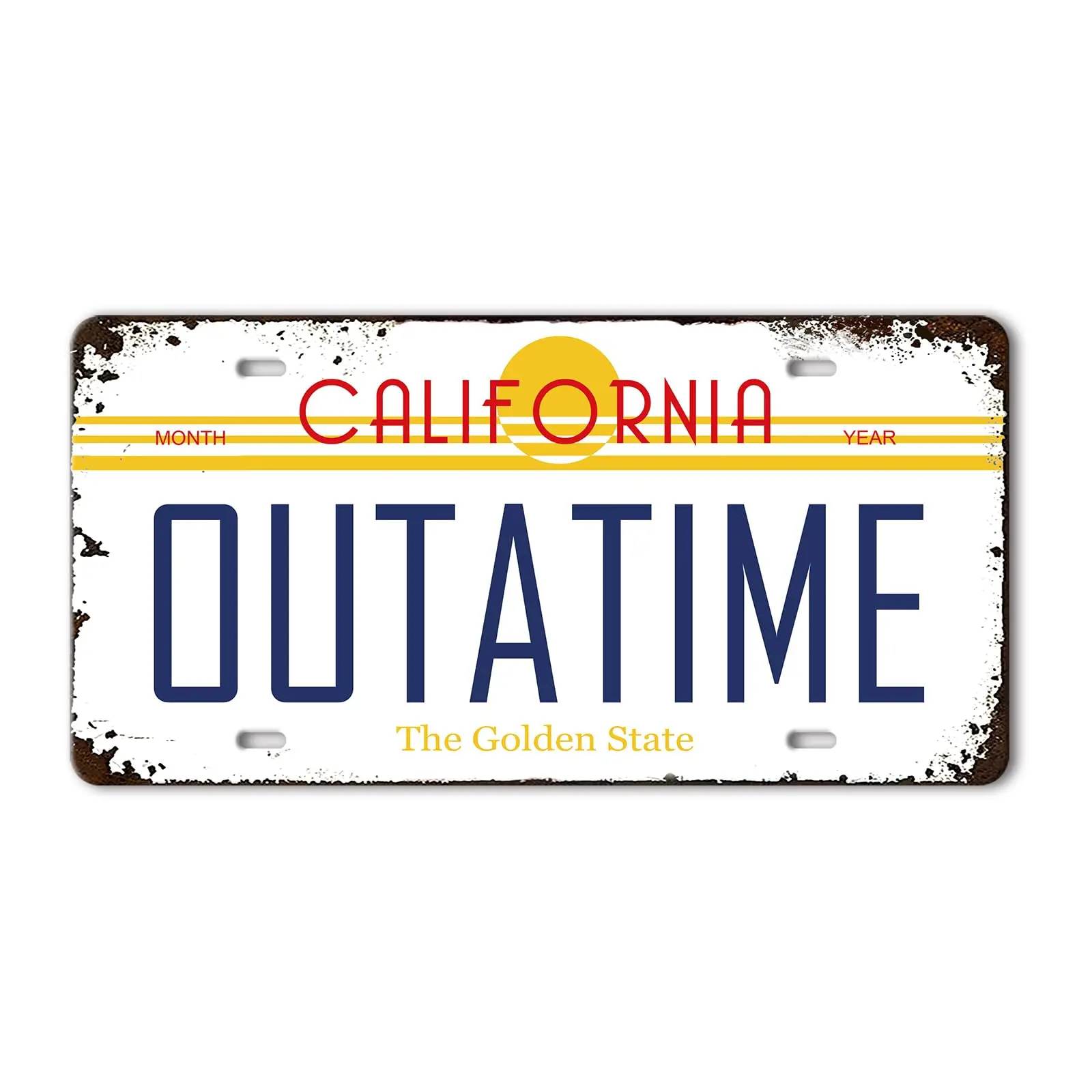 Outatime Назад в будущее запоминание номерного знака, реквизит из фильма Delorean, металлический штампованный номерной знак шкафа 12x6 дюймов, жестяной знак