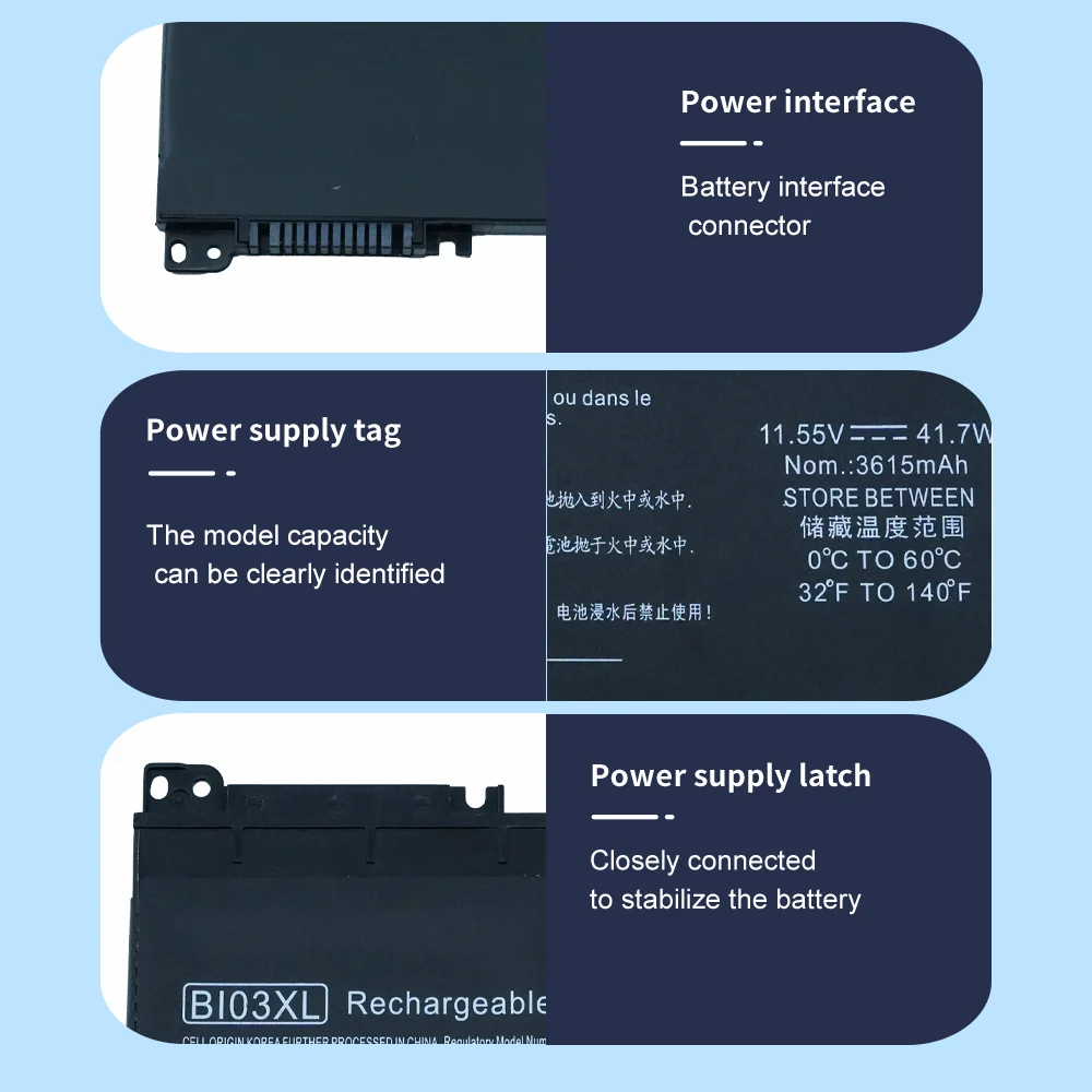 Фото BI03XL ON03XL Аккумулятор для ноутбука HP Pavilion X360 13-U100 M3-U Stream 14-ax000 14-AX020WM 14-AX010wm №3