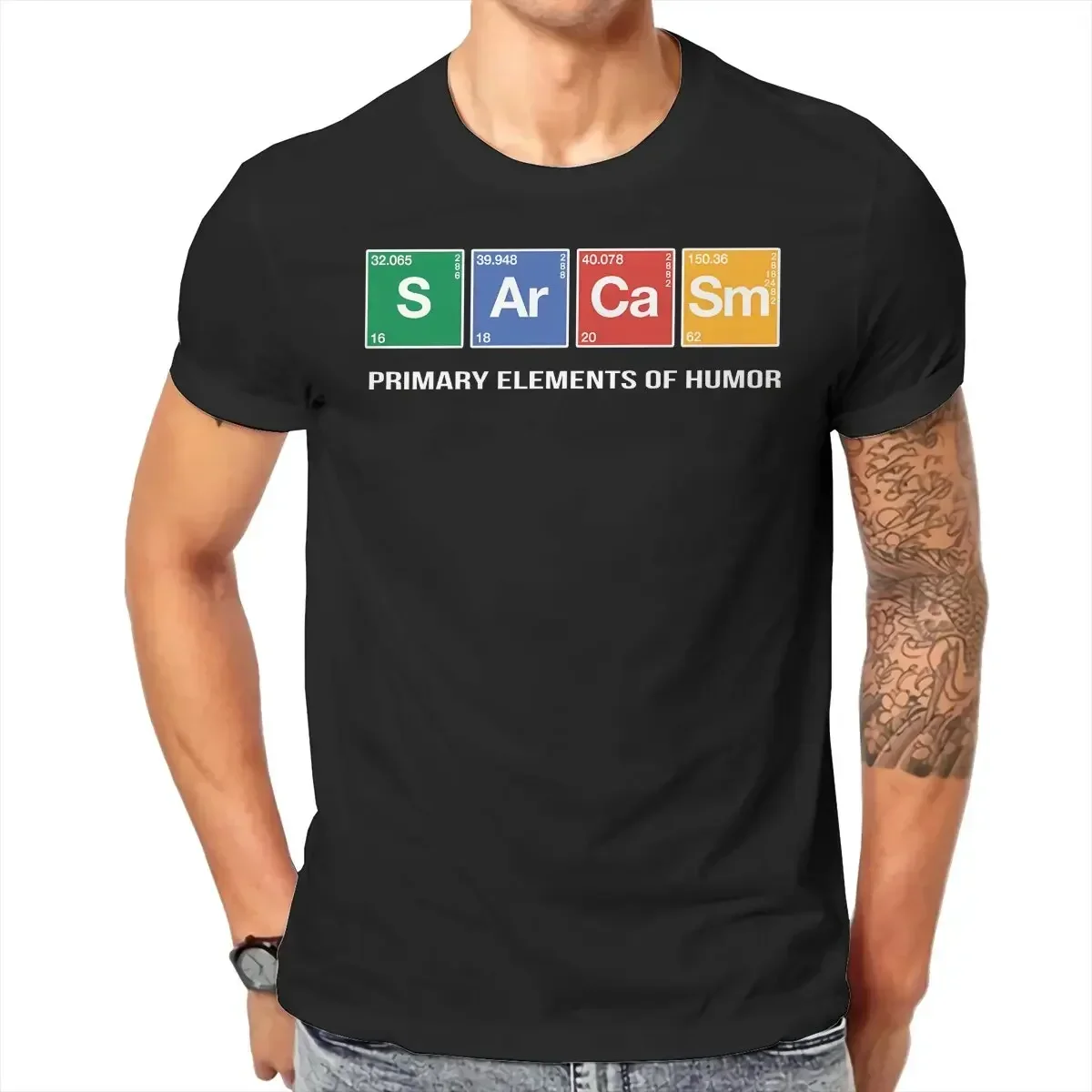 Футболка Sarcasm в стиле хип-хоп, топы в стиле первичных элементов, футболка для отдыха, Мужская уникальная Подарочная одежда с коротким рукавом и круглым вырезом, Новое поступление
