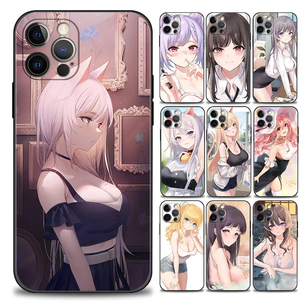 Чехол Zerochan аниме-E Myo для iPhone 11, 12, 13 Pro Max, 7, 8, SE, XR, XS Max, 5 детской, 6, 6s Plus, черный мягкий силиконовый чехол