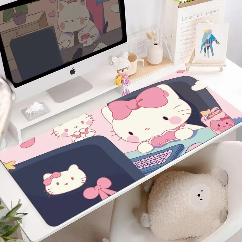 Фото Kawaii Sanrio Hellokitty коврик для мыши анимация большой Симпатичный мультфильм девушка Настольный коврик компьютер клавиатура Pad Настольный коврик №2