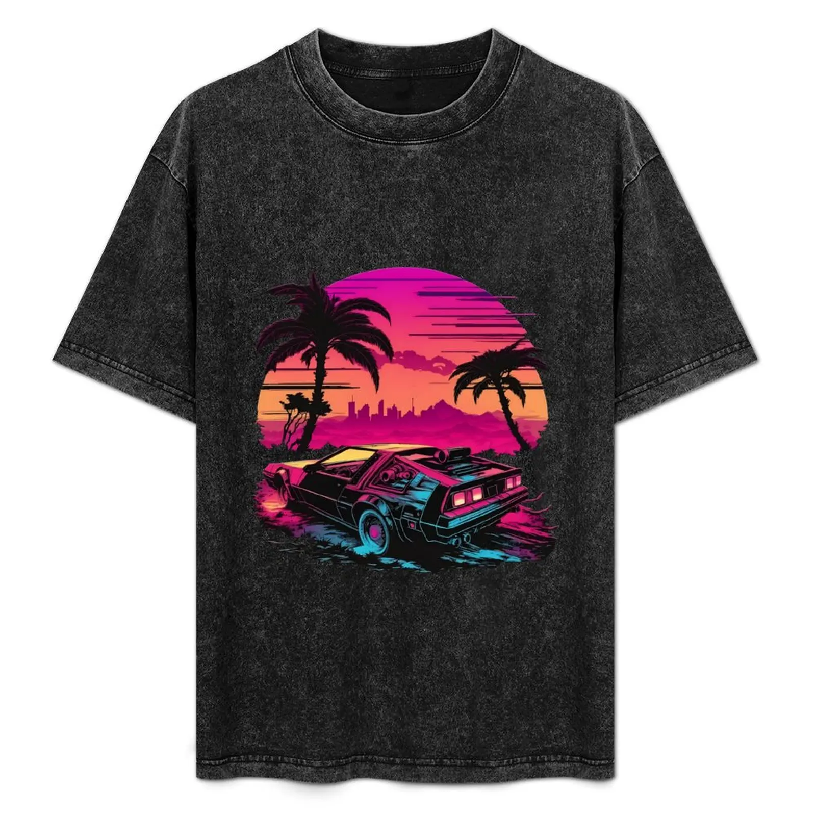 Футболка Landscape Synthwave, дизайнерские рубашки, одежда в стиле хиппи, топы, мужские футболки с аниме