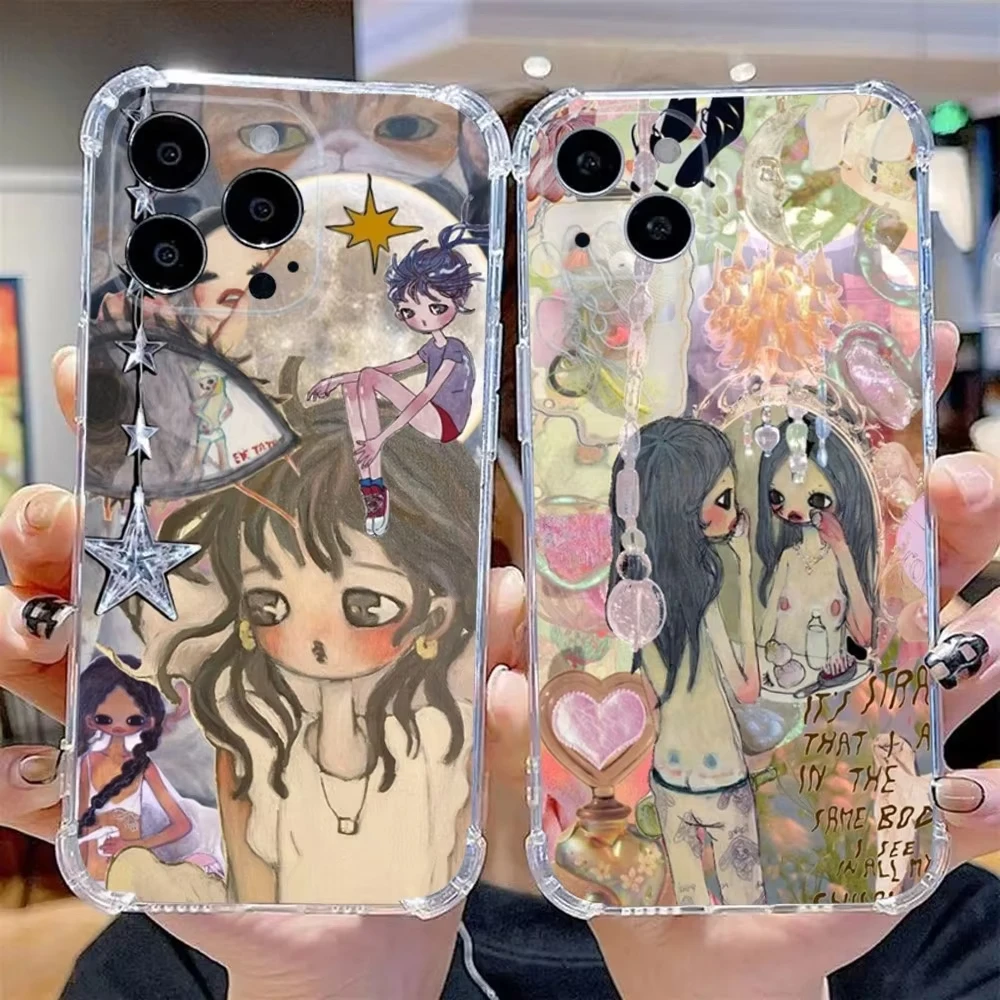 Чехол для телефона Aya Takano с японским художником для iPhone 16, 15, 14, 13, 12, 11, Mini Pro Max X XR XSMax 7, 8 Plus SE20, прозрачный чехол