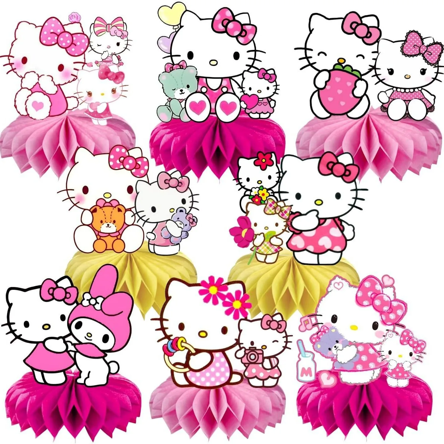 Hello Kitty мультфильм сотовый декор для рабочего стола, топперы для дня рождения, декор для детского душа, принадлежности для дня рождения