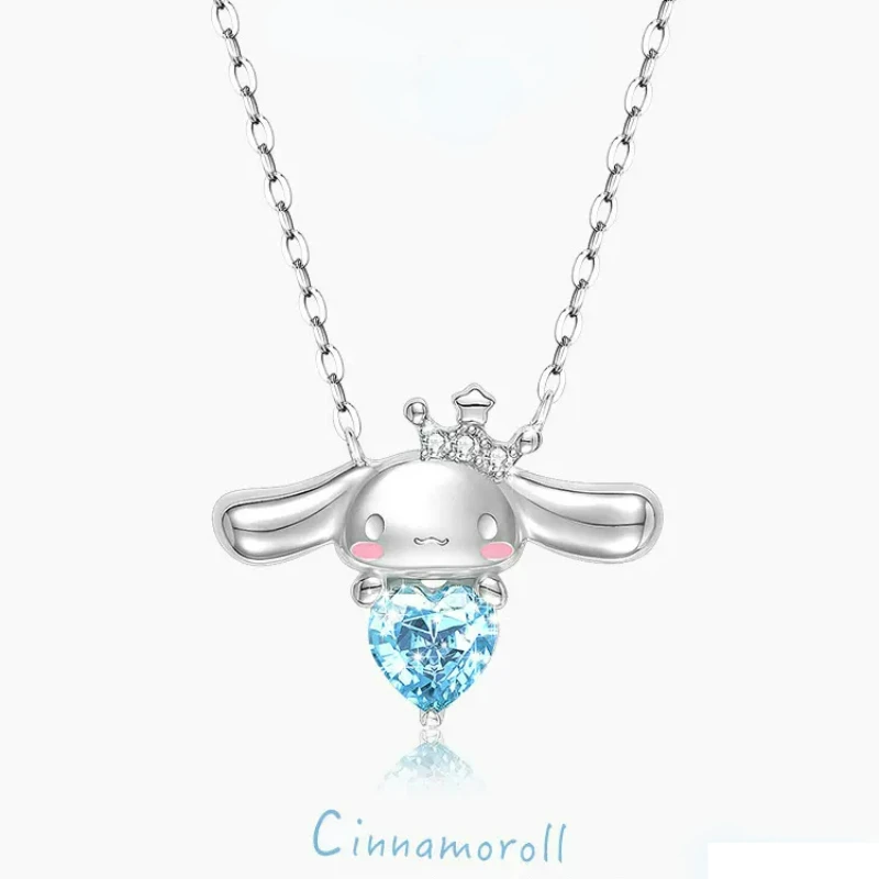 Ожерелье в стиле Cinnamoroll из серебра пробы, роскошная маленькая цепочка на ключицу для девочек, аксессуары HelloKittys Sanrios