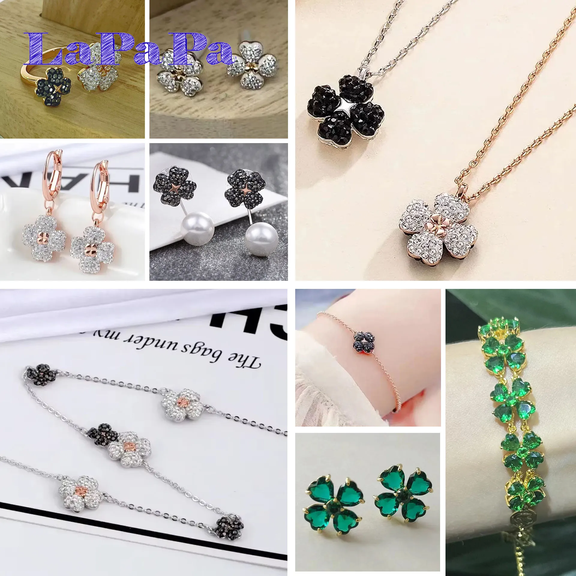 2025 Новая мода Lucky для женщин, ожерелье, серьги, браслет, регулируемое кольцо, оригинальный изысканный комплект ювелирных изделий, романтический подарок