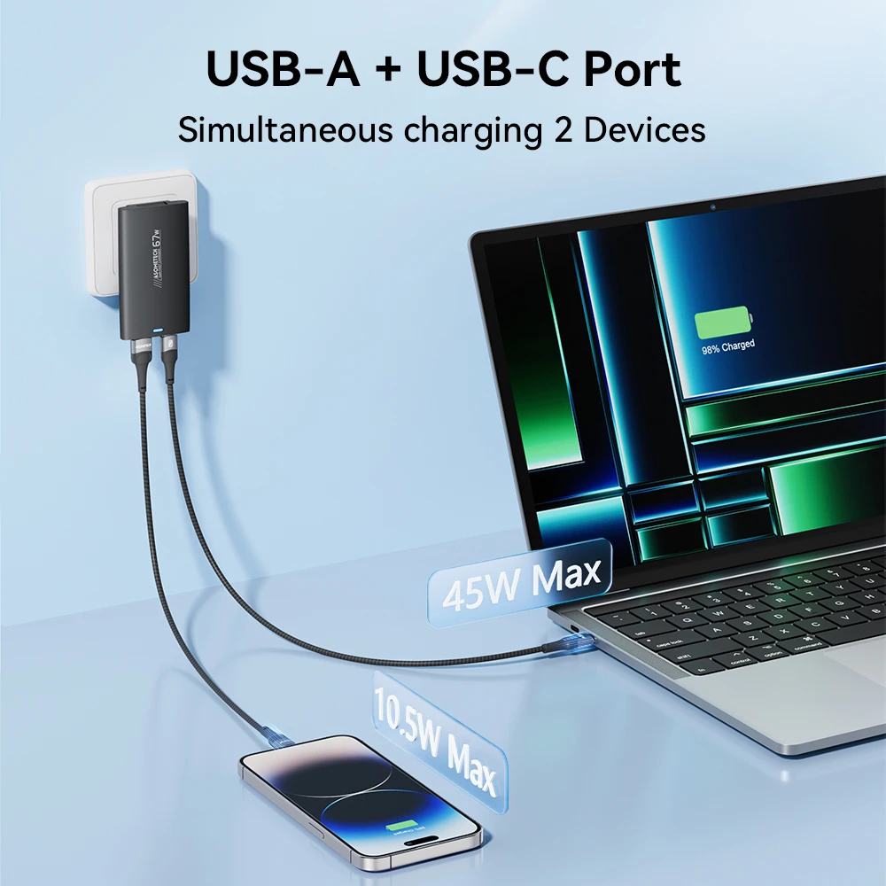 Фото ASOMETECH Сетевое зарядное устройство с портом USB Type-C, 67 Вт №4