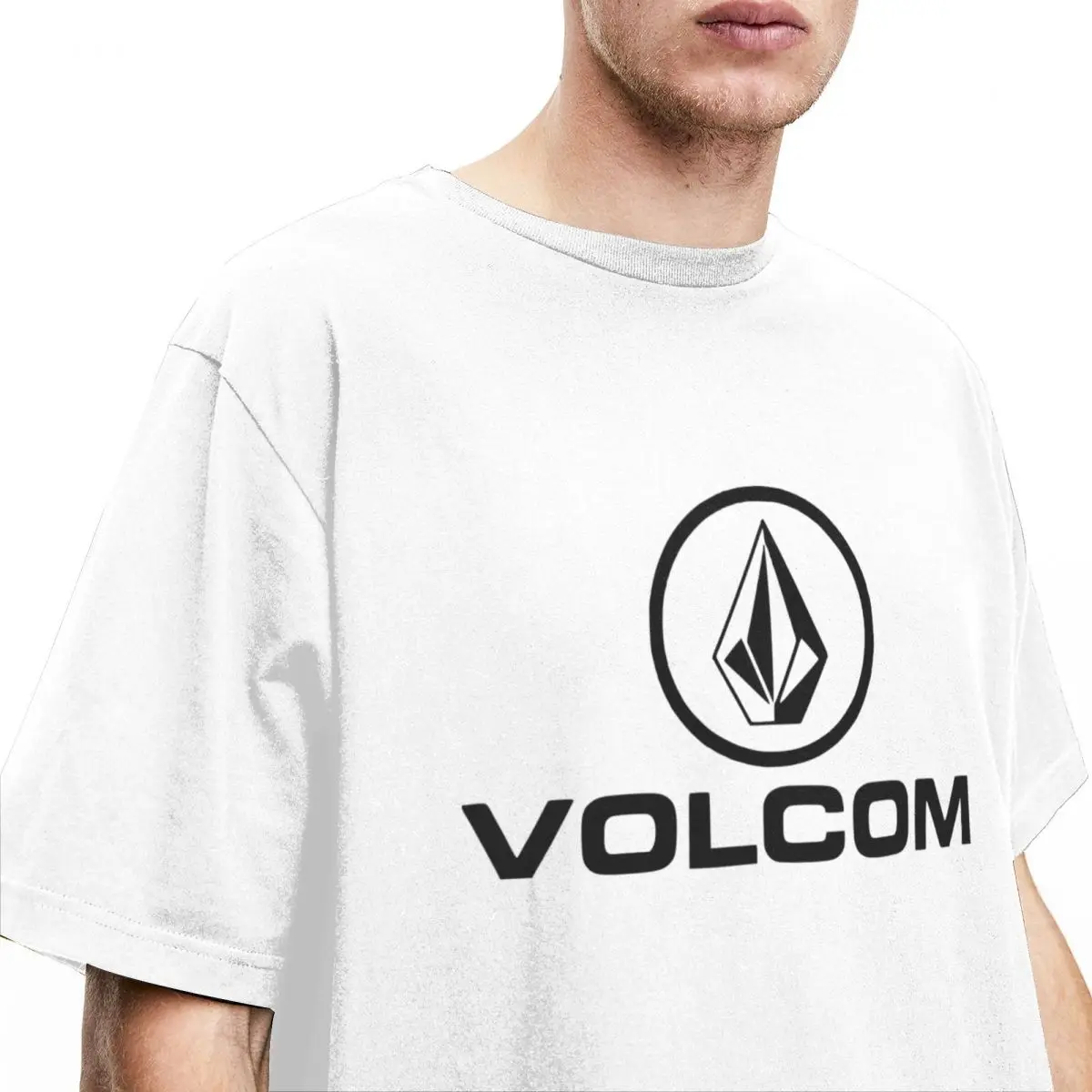 Фото Оригинальные мужские футболки с логотипом Volcoms, футболка с круглым вырезом из 100% хлопка, футболка с коротким рукавом, топы с принтом №3