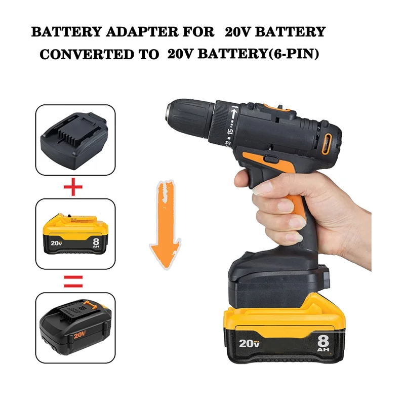 Адаптер для аккумулятора Dewalt серии DCB 20 в, преобразователь аккумуляторов для WORX 20 в 6 контактов, преобразователь литиевых аккумуляторов