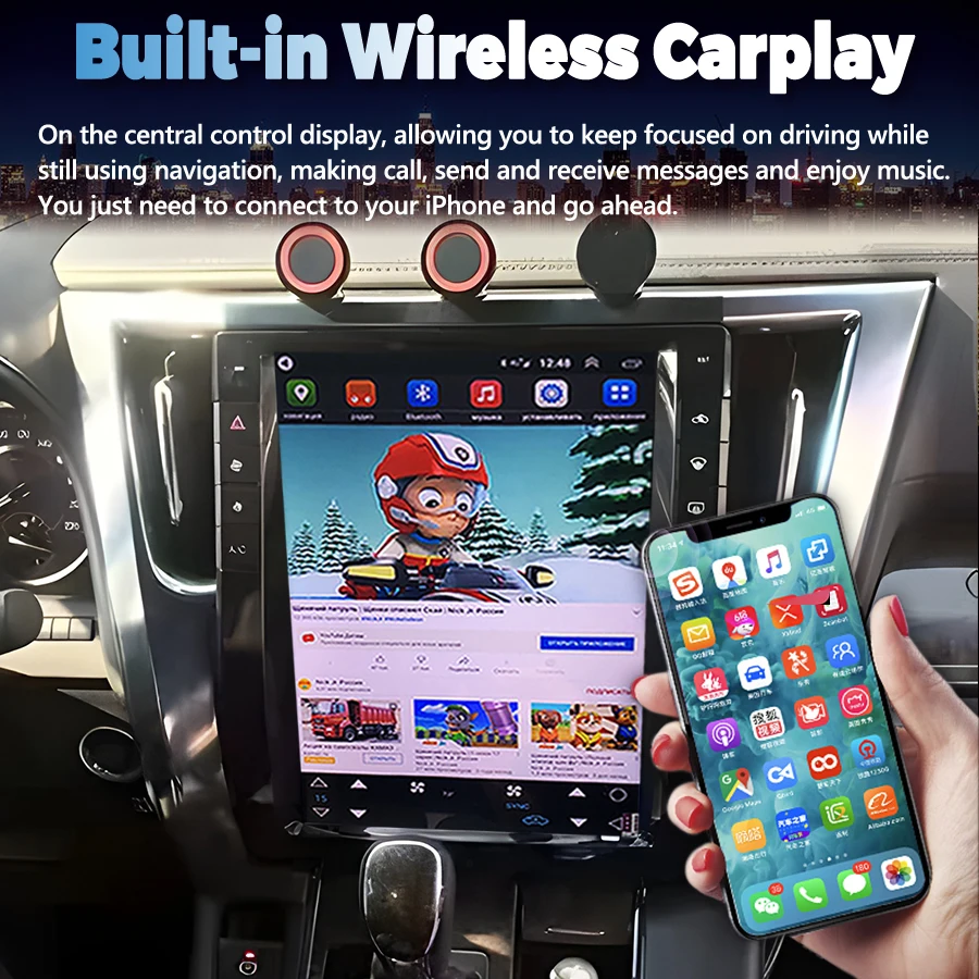 Фото 13 ''вертикальный экран для Toyota Vellfire для Toyota Alphard 30 2015 + Автомобильный GPS CarPlay мультимедийный видеоплеер Android головное устройство №4