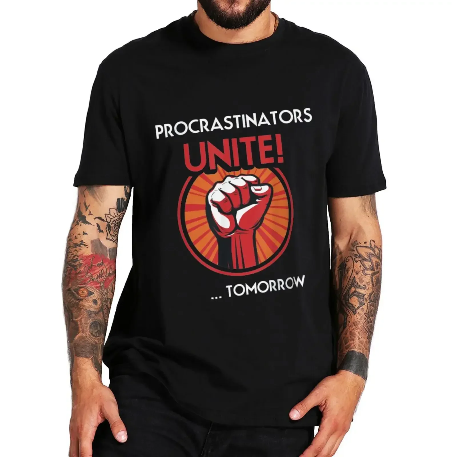 Брендовые футболки, футболки procrastinator Unite завтра, Ретро футболка с забавными мемами, хунор, хипстерская Повседневная летняя хлопковая Футболка Usniex